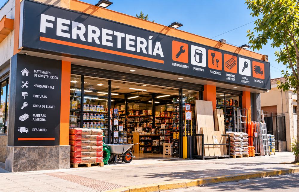 Fachada de Ferretería Don Perno, negocio ficticio de demostración